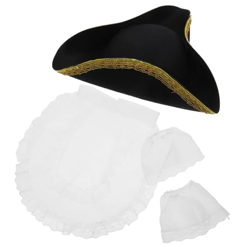 CHILDWEET 1 Set Karneval Piratenhut Party Zubehör Spitze Latz Armstulpen Herren Damen Piratenhut Für Halloween Weihnachten Geburtstag von CHILDWEET