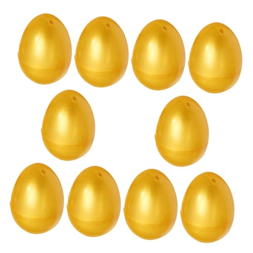 CHILDWEET Osterjagd-Spielzeug 10 Stück Offene Goldene Künstliche Eier Aus Kunststoff Befüllbare Osterbehälter Kinderspielzeug von CHILDWEET