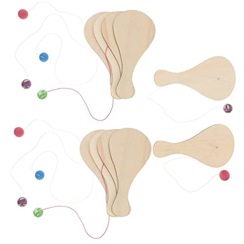 CHILDWEET 10st Schläger Aus Weißem Billet-Holz Fangballspiel Aus Holz Leeres Holzpaddel Leeres Puzzle Paddelball Aus Holz Handgefertigte Schneidebretter Rätsel Graffiti Geschenk Kind Gummi von CHILDWEET