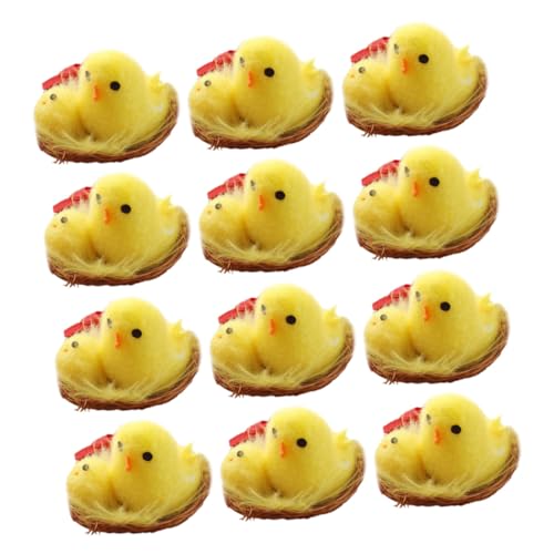 CHILDWEET Osterhühner Mini Fuzzy Chicks 12 Stück Weiche Plüsch Osterküken Dekorationen Für Zuhause von CHILDWEET