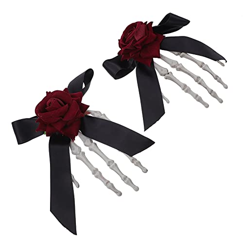 CHILDWEET 2 Stück Haarspangen Mit Rosenklauen Halloween Accessoires Haarspangen Haarnadeln Haarschmuck Halloween Party Halloween Clips Für Haare Gothic Halloween Haar von CHILDWEET