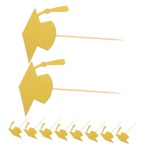 CHILDWEET 24 Stück Abschluss Hut Cupcake Topper Kreative Tortendeko für Abschlussfeiern Schulevents und Persönliche Feiern Goldene Graduation Party Dekorationen von CHILDWEET