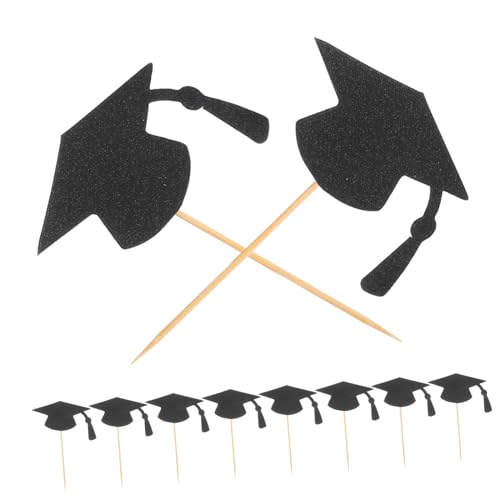 CHILDWEET 24 Stück Teiliges Abschlussfeier Kuchen Dekorationsset Schwarz Graduation Cupcake Toppers für Feierliche Anlässe Vielseitig Einsetzbar und Leicht zu Handhaben für Schulfeiern und von CHILDWEET