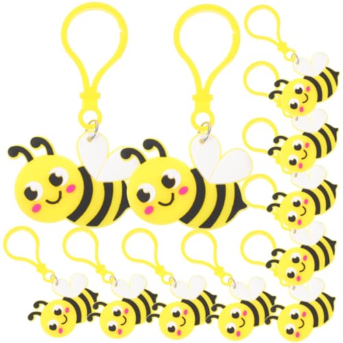 CHILDWEET 24St Honigbienen-Charms-Anhänger kreativer Schlüsselanhänger Auto-Dekor Schlüsselbund süße Schlüsselanhänger Bienen-Party-Dekorationen Taschen schmücken Gänseblümchen PVC von CHILDWEET