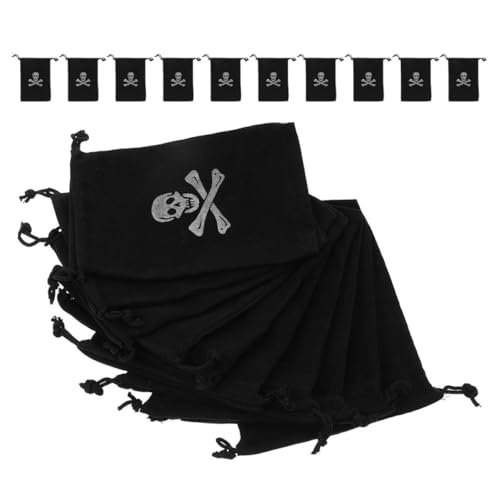 CHILDWEET Halloween- 24 Stück Piraten-beutetaschen Mit Totenköpfen Robuster Stoff Kordelzug Süßigkeitenbeutel Für Kinder von CHILDWEET