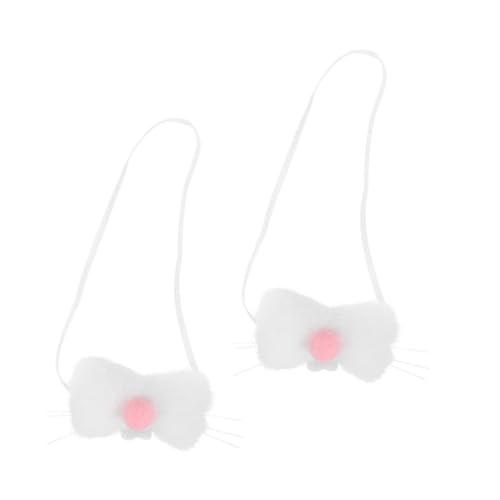 CHILDWEET 2 Stücke Stoff Bunny Nase Weiß Maske Für Halloween Kostüme Kinder Party Zubehör von CHILDWEET