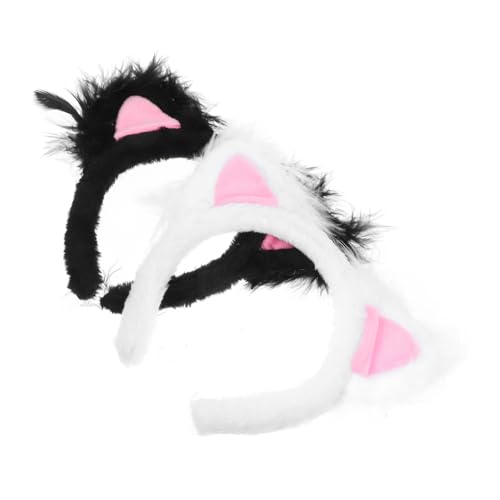 CHILDWEET 2 Stück Katzen-stirnband Flauschiges Plüsch-haarband Für Frauen Kopfschmuck Für Maskenpartys Cosplay-katzenohr-kopfbedeckung Katzen-stirnbänder Für Erwachsene von CHILDWEET