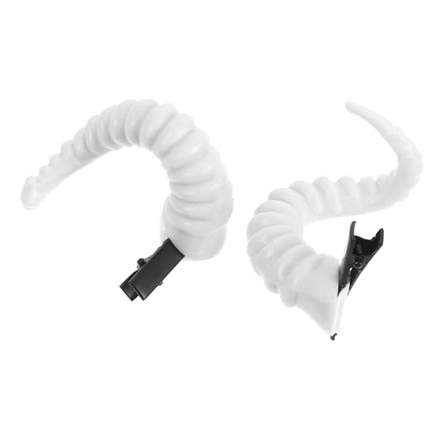 CHILDWEET 2st Klaue Haarnadel Hörner Aufstecken Horror-haarspangen Schafshorn Widderhörner Halloween-haarspangen Stirnband Schafhorn Hornclips Für Haare Hörner Haarnadel Rosa Hörner Abs Weiß von CHILDWEET