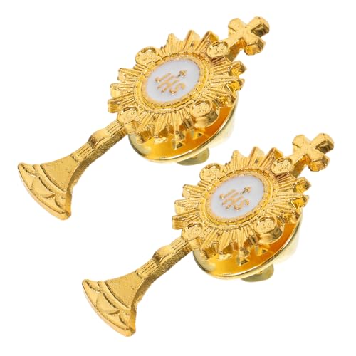 CHILDWEET 2st Knopfabzeichen Auf Der Brust Spitzendekoration Wasserdichte Heckklappe Kleidungsdekoration Halloween-accessoires Gefälschte Manschetten Aus Spitze Golden Zinklegierung von CHILDWEET