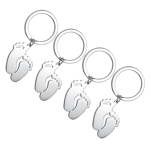 CHILDWEET 4 Stücke Baby Fußabdruck Schlüsselanhänger Niedliche Accessoires Für Mädchen Baby Shower Souvenir von CHILDWEET
