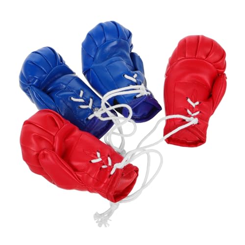 CHILDWEET 4 Stück Mini boxhandschuhe Realistisch Rot Blau Souvenir Boxen Auto Spiegelanhänger Miniatur Handschuhe für Training Fitness Sammler Geschenk von CHILDWEET