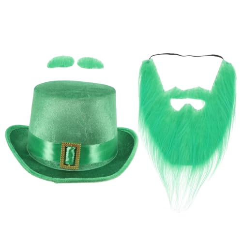 CHILDWEET St. Patricks Day Kleeblatt-mütze Mit Bart-augenbrauen-set 4-teilig Party-zubehör Für Frauen Und Männer CHILDWEET St. Patricks Day Kleeblatt-mütze Mit Bart-augenbrauen-set 4-teilig Party-zubehör Für Frauen Und Männer von CHILDWEET