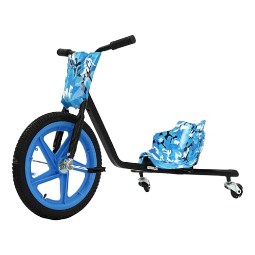 CHIMHOON 360° Kettcar für Kinder Pedal-Drift-Dreirad, Sicher und Stabil, Längenverstellbar, Pedal-Dreirad für Jungen und Mädchen im Alter von 6-8 Jahren, MAX 100KG (Blau Camouflage) von CHIMHOON