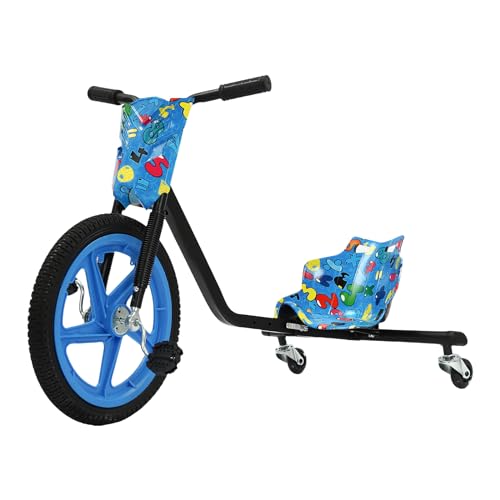 CHIMHOON 360° Kettcar für Kinder Pedal-Drift-Dreirad, Sicher und Stabil, Längenverstellbar, Pedal-Dreirad für Jungen und Mädchen im Alter von 6-8 Jahren, MAX 100KG (Blau Digital) von CHIMHOON