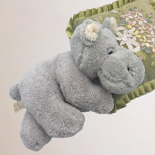 CHINOCO Kuscheltier Nilpferd super weiche liegende schlafende Plüschtier Stofftier zum Kuscheln, Spielen verschenken. Grau/ L20cm von CHINOCO