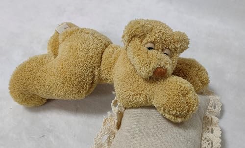 CHINOCO Kuscheltier Teddybär super weich liegend schlafend Teddy Bär Plüschtier Stofftier zum Kuscheln, Spielen verschenken Braun / L22cm von CHINOCO