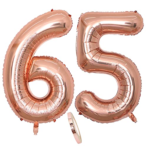 Folienballon Zahl Deko Rose Gold 65 für Frau Frauen, XXL 100cm Riesen Nummer Aufblasbar Helium Ballon Figuren Zahlen Luftballons Geschenk für 65. Jahre Geburtstag Hochzeit Jubiläum Party Dekoration Folienballon Zahl Deko Rose Gold 65 für Frau Frauen, XXL 100cm Riesen Nummer Aufblasbar Helium Ballon Figuren Zahlen Luftballons Geschenk für 65. Jahre Geburtstag Hochzeit Jubiläum Party Dekoration von CHINPING