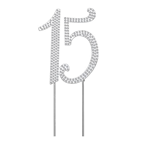 Silber Tortendeko Zahl 15 Kuchendeko,Glitzer Strass Tortenaufleger Cupcake Topper Tortenstecker Tortenaufsatz Zahnstocher Deko Zuckerfiguren für 15. Jahrestag Hochzeit Geburtstag Party Dekoration Silber Tortendeko Zahl 15 Kuchendeko,Glitzer Strass Tortenaufleger Cupcake Topper Tortenstecker Tortenaufsatz Zahnstocher Deko Zuckerfiguren für 15. Jahrestag Hochzeit Geburtstag Party Dekoration von CHINPING