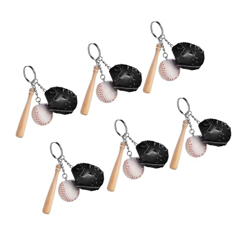Baseball-Anhänger, Schlüsselanhänger, Baseball-Schlüsselanhänger, Halter mit Anhänger, für Kindergeburtstage, Partyzubehör, tragbare Organizer, 6 Stück von CHIZISX