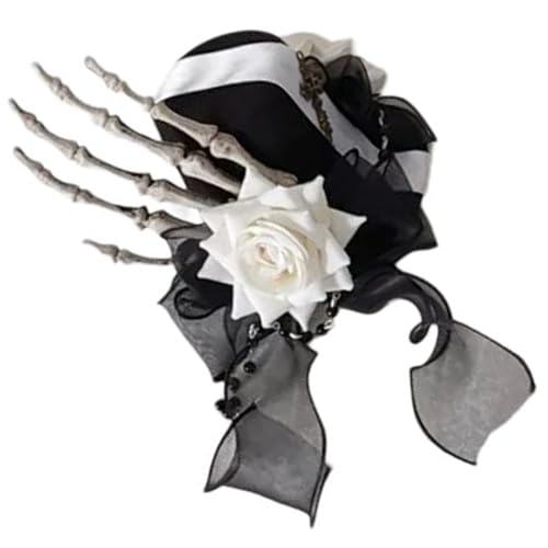 Blumen-Haarspange, Zylinderhut, Halloween, Totenkopf, Hand, flach, Halloween, Haarnadel, Zylinderhut, elegant, für Bündel, Totenkopf-Clips für Damen von CHIZISX