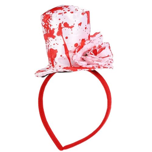 CHIZISX Blutiger Halloween-Hexenhut, Haarband mit Blume für Damen und Herren, Cosplay, Zauberermützen, Stirnband, Kostüm, Zubehör, Halloween-Kopfbedeckung CHIZISX Blutiger Halloween-Hexenhut, Haarband mit Blume für Damen und Herren, Cosplay, Zauberermützen, Stirnband, Kostüm, Zubehör, Halloween-Kopfbedeckung von CHIZISX