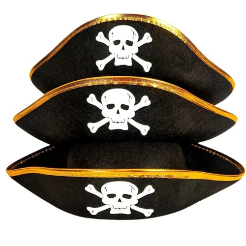 CHIZISX Bühnenshow Piratenhut für Cosplay Party Dreizackhut Halloween Mottoparty Hut Rollenspiel Piratenkostüm Augenklappen CHIZISX Bühnenshow Piratenhut für Cosplay Party Dreizackhut Halloween Mottoparty Hut Rollenspiel Piratenkostüm Augenklappen von CHIZISX