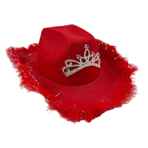 CHIZISX Cosplay-Party, Cowgirl-Hut für Damen, pelzige Krempe, Cowboyhut, Mode, Musik, Festival, Fedoras, Hut, Strass-Kronen CHIZISX Cosplay-Party, Cowgirl-Hut für Damen, pelzige Krempe, Cowboyhut, Mode, Musik, Festival, Fedoras, Hut, Strass-Kronen von CHIZISX