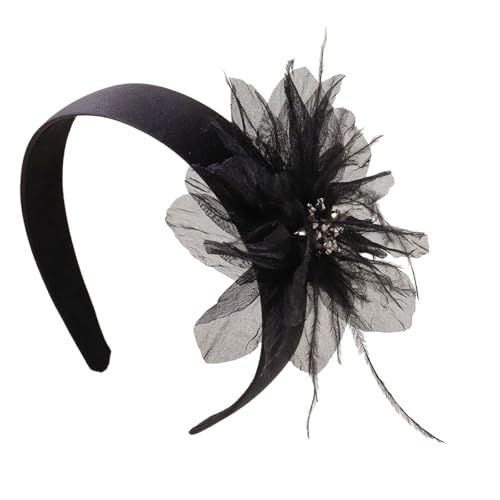 CHIZISX Fascinator-Hut für Damen, elegantes Stirnband, gefiederter Kopfschmuck für Make-up, Party, Maskeraden, Cosplay, Blumen-Stirnband für Frauen von CHIZISX