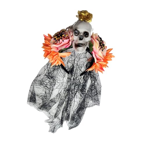 CHIZISX Halloween-Spinnennetz-Spitzen-Stirnband mit Punk-Totenkopf-Rosen-Verzierung für Cosplay, Mode und Festivals, dramatische Spinnennetz-Kopfbedeckung für Rollenspiele CHIZISX Halloween-Spinnennetz-Spitzen-Stirnband mit Punk-Totenkopf-Rosen-Verzierung für Cosplay, Mode und Festivals, dramatische Spinnennetz-Kopfbedeckung für Rollenspiele von CHIZISX