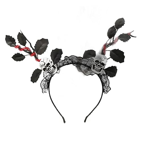CHIZISX Halloween-Zweige Blatt-Stirnband, dunkle Spitze, Cosplay, Party, Kopfbedeckung, Haarreif, Party, Maskerade, Totenkopf-Stirnbänder für Herren CHIZISX Halloween-Zweige Blatt-Stirnband, dunkle Spitze, Cosplay, Party, Kopfbedeckung, Haarreif, Party, Maskerade, Totenkopf-Stirnbänder für Herren von CHIZISX