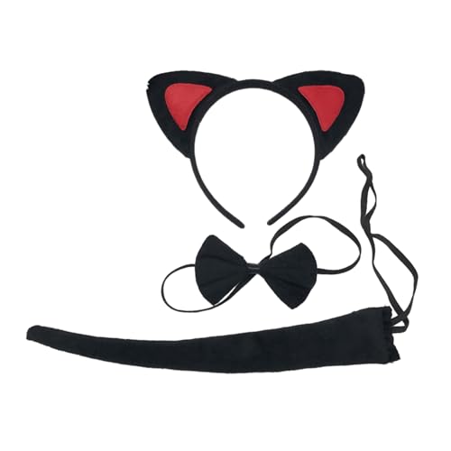 CHIZISX Kätzchenohren Haarreifen Tierohren Halsband Set Cartoon Tier Stirnband Kopfschmuck Tierschwanz CHIZISX Kätzchenohren Haarreifen Tierohren Halsband Set Cartoon Tier Stirnband Kopfschmuck Tierschwanz von CHIZISX
