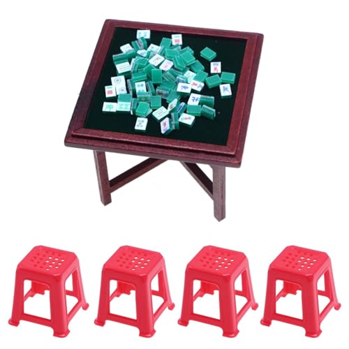 CHIZISX Pädagogische Puppenhaus Miniaturen Mahjong Fliesen Set Spielzeug So Tun Realistisches Modell Größe Mahjong Set von CHIZISX