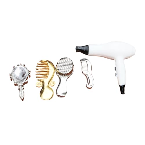 CHIZISX Realistisches 1/12 Puppenhaus Badezimmerzubehör Haartrockner Kamm Set Miniatur Haarstyling Tool Für Kreative Szene Decors Miniaturpuppenhaus Styling Tool von CHIZISX