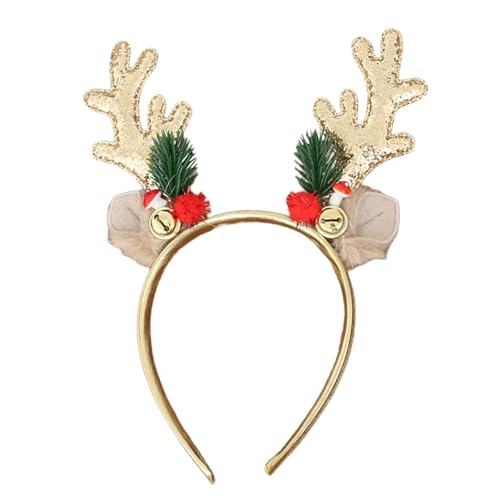 Festlicher Hirschhorn-Kopfschmuck mit weichem Stoff und klingelnden Glocken, bequemer Weihnachts-Haarschmuck für Familienfeste, Haarband mit Glocken von CHIZISX