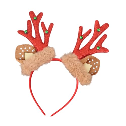 Festlicher Hirschhorn-Kopfschmuck mit weichem Stoff und klingelnden Glocken, bequemer Weihnachts-Haarschmuck für Familienfeste, Haarband mit Glocken von CHIZISX