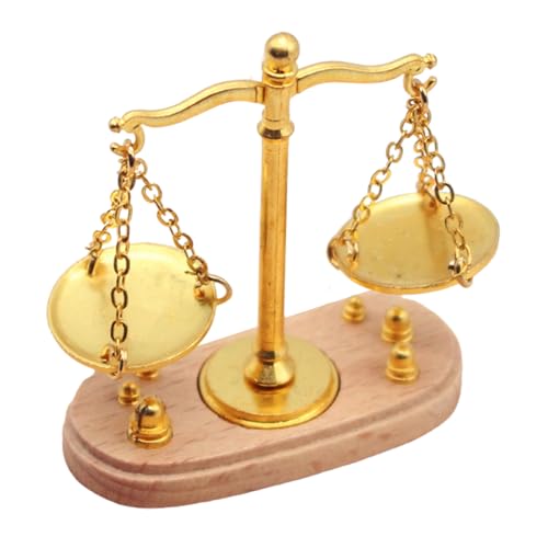 Retro Winzige Waage für Puppenhäuser Holz Metall Modell Sammler Dekorative Szene Gebäude Zubehör Vintage Puppenhäuser Maßstab Modell Holz Legierung von CHIZISX