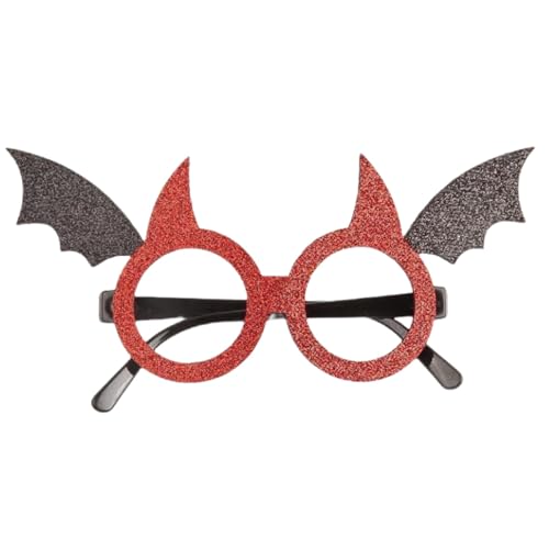 CHJIEXDEC Halloween-Brille, Spielzeug, Cosplay, Halloween, Partygeschenk, lustige Glitzer-Dekorationen für Erwachsene, Brille (rote Fledermaus) von CHJIEXDEC