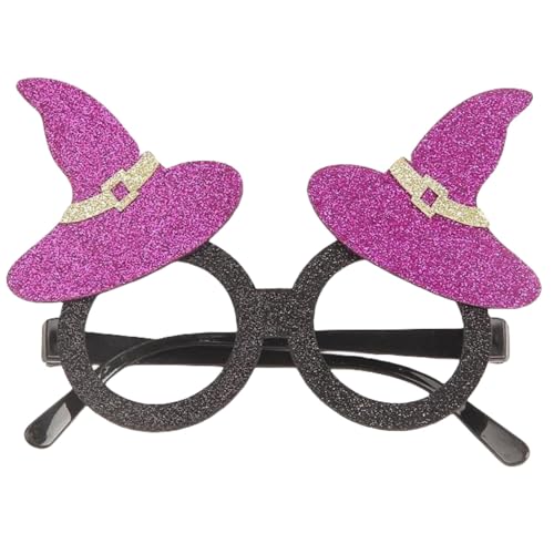 CHJIEXDEC Halloween-Brille, Spielzeug, Cosplay, Halloween, Partygeschenk, lustige Glitzer-Dekorationen für Erwachsene, Brille (violetter Hut) von CHJIEXDEC