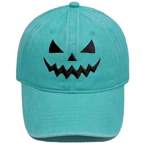 CHJIEXDEC Halloween-Kürbis-Hut, verstellbarer Riemen, Baseballmütze für Kostümparty und Outdoor-Ausflüge, für Herren und Damen (Aqua-Grün) von CHJIEXDEC