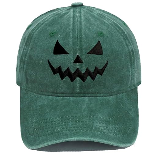 CHJIEXDEC Halloween-Kürbis-Hut, verstellbarer Riemen, Baseballmütze für Kostümparty und Outdoor-Ausflüge, für Herren und Damen (Dunkelgrün) von CHJIEXDEC