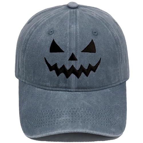CHJIEXDEC Halloween-Kürbis-Hut, verstellbarer Riemen, Baseballmütze für Kostümparty und Outdoor-Ausflüge, für Herren und Damen (Grau) von CHJIEXDEC