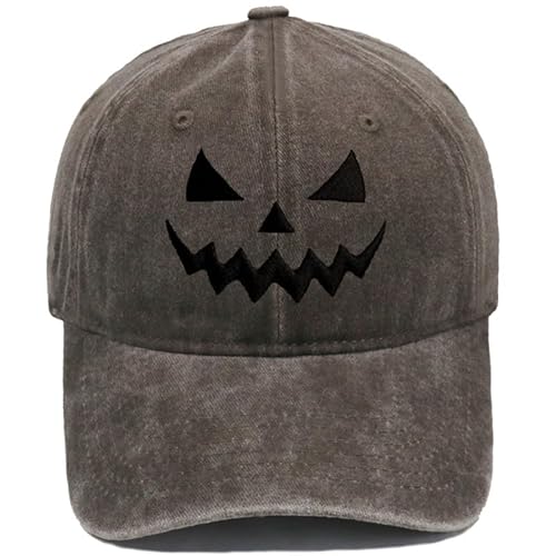 CHJIEXDEC Halloween-Kürbis-Hut, verstellbarer Riemen, Baseballmütze für Kostümparty und Outdoor-Ausflüge, für Herren und Damen (Kaffee) von CHJIEXDEC
