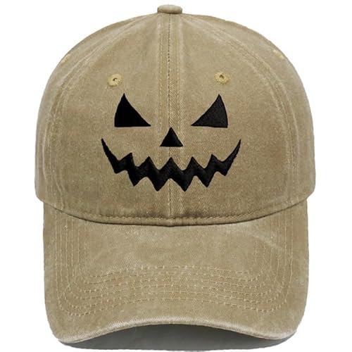 CHJIEXDEC Halloween-Kürbis-Hut, verstellbarer Riemen, Baseballmütze für Kostümparty und Outdoor-Ausflüge, für Herren und Damen (Khaki) von CHJIEXDEC