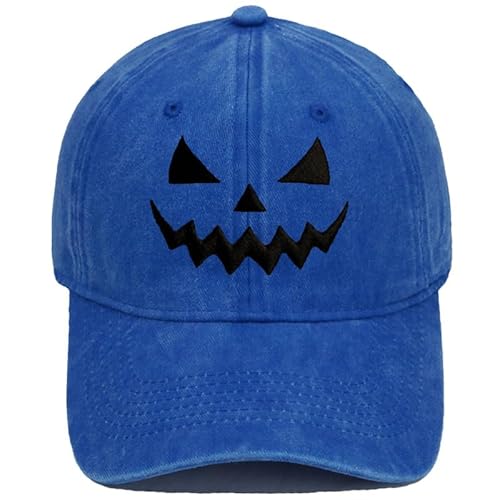 CHJIEXDEC Halloween-Kürbis-Hut, verstellbarer Riemen, Baseballmütze für Kostümparty und Outdoor-Ausflüge, für Herren und Damen (Königsblau) von CHJIEXDEC