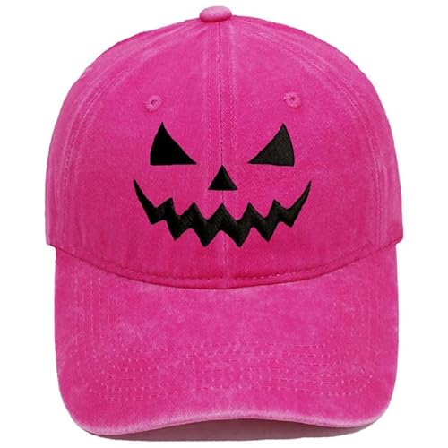 CHJIEXDEC Halloween-Kürbis-Hut, verstellbarer Riemen, Baseballmütze für Kostümparty und Outdoor-Ausflüge, für Herren und Damen (Magenta) von CHJIEXDEC
