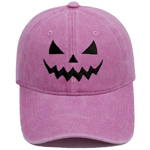 CHJIEXDEC Halloween-Kürbis-Hut, verstellbarer Riemen, Baseballmütze für Kostümparty und Outdoor-Ausflüge, für Herren und Damen (Rosa) von CHJIEXDEC