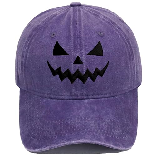 CHJIEXDEC Halloween-Kürbis-Hut, verstellbarer Riemen, Baseballmütze für Kostümparty und Outdoor-Ausflüge, für Herren und Damen (lila) von CHJIEXDEC
