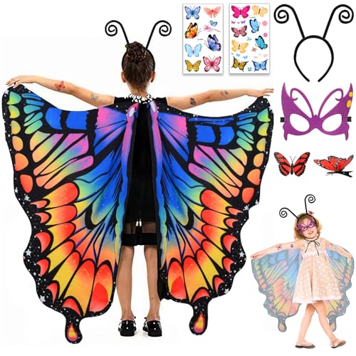 CHMMY 7 Stück Schmetterling Flügel Kostüm Tierkostüm für 8-15 Jahre Kinder Cosplay Party Halloween Geburtstag Verschiedene Festivals Geschenke Schulen von CHMMY