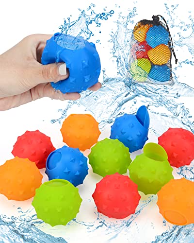 CHMMY Wiederverwendbare Wasserballons 12pcs Wasserbomben Silikon Wasserbälle mit Netzbeutel Wiederverwendbare Wasserbomben für Kinder und Erwachsene, Outdoor-Aktivitäten, Wasserspiele, Spielzeug von CHMMY