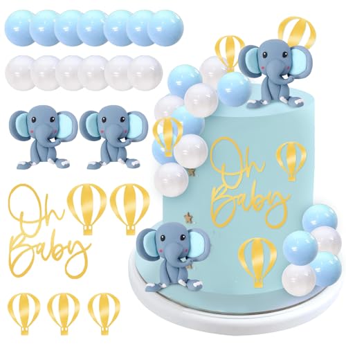 21 Stück Elefant Tortendeko Geburtstag, Cupcake Deko Oh Baby Kuchen Topper, Cake Topper für Babyparty Baby Shower Gender Reveal von CHONGQILAO